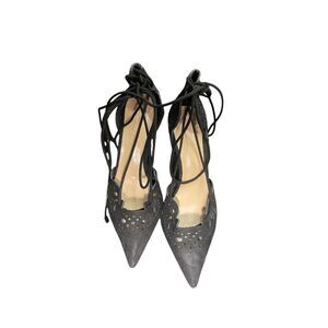 Aldo Black Strappy Pumps with Point Toes  Tie‎ on Ankle